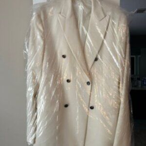 Price Drop ! Men's Oyster White Metal Button Double Breasted Dinner Jacket